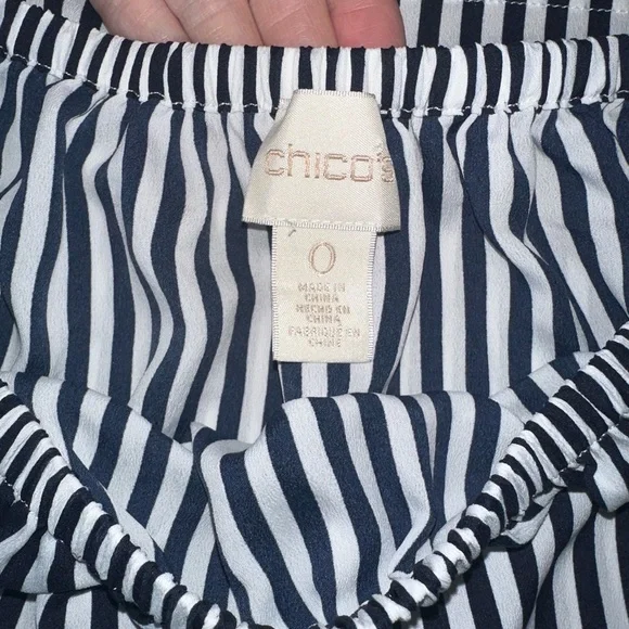 Chico’s, vertical black and white stripe blouse. Size 0. - Picture 5 of 8
